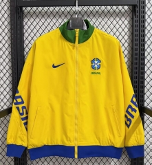 25-26 Brazil Yellow Thailand Soccer Trench Coat-8268