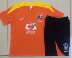 2025-2026 Brazil Orange Thailand Short-sleeved Soccer Tracksuit-815