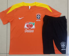 2025-2026 Brazil Orange Thailand Short-sleeved Soccer Tracksuit-815