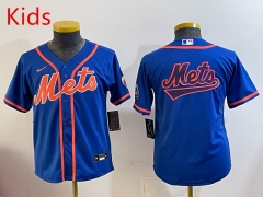 MLB New York Mets Blue Kids/Youth Jersey(Logo 3)-0840