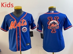 MLB New York Mets Blue Kids/Youth Jersey(Logo 8)-0840