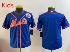 MLB New York Mets Blue Kids/Youth Jersey(Logo 1)-0840