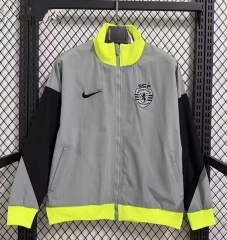 25-26 Sporting Clube de Portugal Light Grey Wear Thailand Trench Coats-8268
