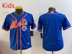 MLB New York Mets Blue Kids/Youth Jersey(Logo 2)-0840