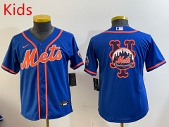MLB New York Mets Blue Kids/Youth Jersey(Logo 6)-0840