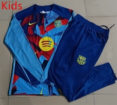 2025-26 Barcelona Light Blue Inkjet Kid-Youth Soccer Tracksuit -815