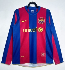 Retro Version 07-08 Barcelona Home Blue&Red LS Thailand Soccer Jersey AAA-811