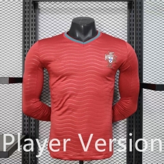 Player Version 2025-26  Portugal Home Red LS Thailand Soccer Jersey AAA-888