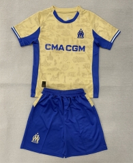 25-26 Olympique de Marseille 3rd Away Yellow Kids/Youth Soccer Uniform-AY