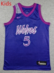 2026 City Version Minnesota Timberwolves Purple#5 NBA Kids Jersey-1380