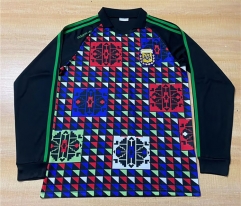 （s-3xl）Retro Version 1990 Argentina Goalkeeper Red Blue LS Thailand Soccer Jersey AAA-6895
