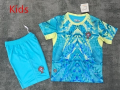 2026 World Cup Portugal Goalkeeper Blue Kid/Youth Soccer Uniform-2483
