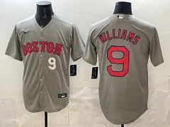 MLB Boston Red Sox Grey #9 Jersey(logo3)-0840