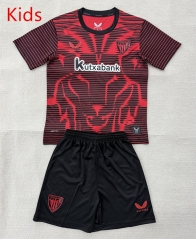 2025-26 Athletic Bilbao 4th Away Red kids  Soccer Unifrom-AY