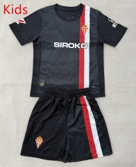 2025-2026 Sporting de Gijón Away Black kids  Soccer Uniform-AY