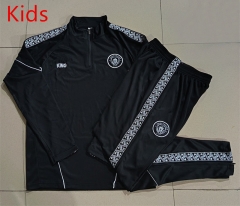 2025-2026 webbing version Manchester City Black  Kids/Youth Soccer Tracksuit-815
