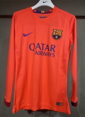 Retro Version 14-15 Barcelona Away Orange LS Thailand Soccer Jersey AAA-4563