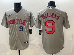 MLB Boston Red Sox Grey #9 Jersey(logo2)-0840