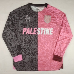 (S-4XL) 25-26 English Palestine Camouflage Black&Grey&Pink LS Thailand Soccer Jersey AAA-2038