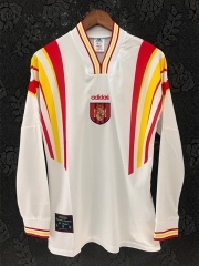 Retro Version 1996 Spain Home White LS Thailand Soccer Jersey AAA-3402
