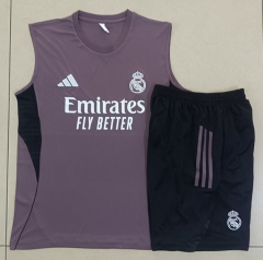 25-26 Real Madrid Grey&Purple Thailand Soccer Vest Tracksuit-815