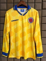 Retro Version 1994 Colombia Home Yellow LS Thailand Soccer Jersey AAA-3402