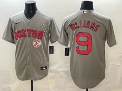 MLB Boston Red Sox Grey #9 Jersey-0840