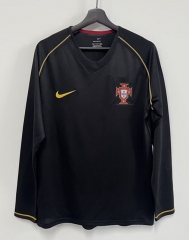 Retro Version 2006 Portugal Away Black LS Thailand Soccer Jersey AAA-7209