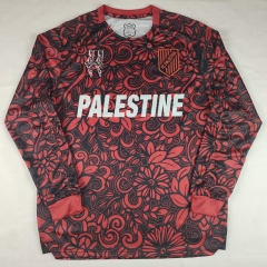 (S-4XL) 25-26 English Palestine Camouflage Black&Maroon LS Thailand Soccer Jersey AAA-2038