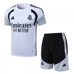 25-26 Real Madrid White Short-sleeved Thailand Soccer Tracksuit-815