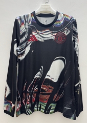 (S-4XL)26-27  Manchester United Black LS Thailand Soccer Jersey AAA-9268