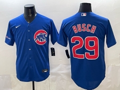 New MLB Chicago Cubs Blue #29  Jersey（logo 2）-0840