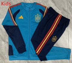 26-27  Spain Blue Kids/Youth Soccer Jacket Uniform-815