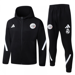 25-26  Ajax Black Thailand Soccer Jacket Uniform With Hat-815