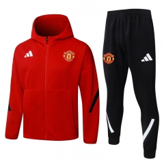 2025-26 Manchester United Red Thailand Soccer Jacket Uniform with Hat-815