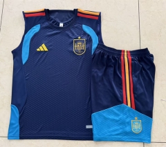 2026-27 Spain Royal Blue Vest-Sleeved Thailand Soccer Tracksuit-815