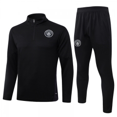 25-26 webbing version Manchester City Black Thailand Soccer Tracksuit Uniform-815