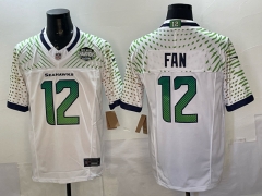 NFL  Seattle Seahawks 5th White #12 Jersey（logo1）-0840