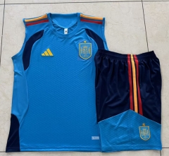 2026-27 Spain Lake Blue Vest-Sleeved Thailand Soccer Tracksuit-815