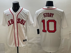 MLB Boston Red Sox White #10 Jersey（Logo 1）-0840
