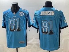 NFL Detroit Lions Blue #81 Jersey（logo2）-0840