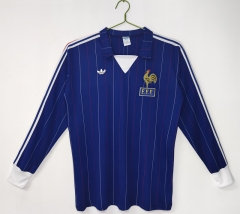 1980-82 France Home Blue Thailand Soccer Long sleeves Jersey AAA-c1046