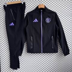 2025-2026 Manchester United Black Purple Thailand Trench Coat Suit-2315