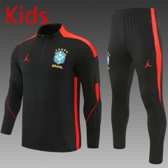 26-27 Brazil Black Kids/Youth Soccer Tracksuit-2315