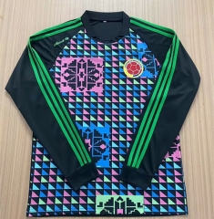 Retro version 1990  Colombial Blue&Black LS Thailand Soccer Jersey AAA-6895