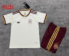 2026-2027 Correct Version World Cup Spain Away White Kids/Youth Soccer Uniform-4506