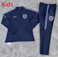 2026-27 England Royal Blue Kid-Youth Soccer Tracksuit-411