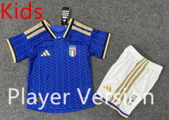 Player Version 2026-27 Italy Home Blue Kids/Youth Soccer Uniform-6748
