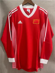 Retro Version 2002 China PR Home Red LS Thailand Soccer Jersey AAA-3402