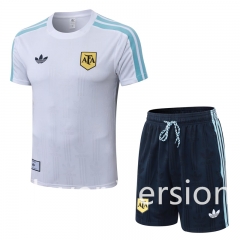 (S-4XL) 2026-2027 Argentina White Thailand Short-Sleeved Soccer Tracksuit -9926